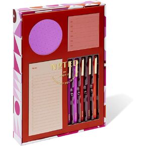 Noted by Post-it Printed Notes Gift Box, 4 Piece Set, Warm Colors, Includes Round Sticky Notes, Square Sticky Notes, Mini List Sticky Sticky Notes, 3-Pack Pens (NTD-BOX-SRD)