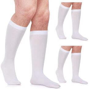 Eurzom 3 Pairs Mens Colonial Socks Colonial Costume Accessories White Knee Socks for Adult Halloween Cosplay