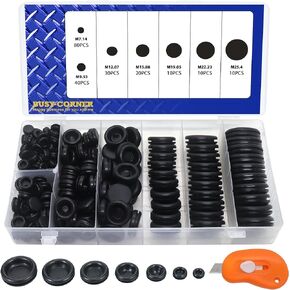 200 Pieces Closed Rubber Grommet Firewall Solid Closed Hole Plug Assortment Kit for Wire Electrical Appliance Plumbing, 7 Sizes 1/4" 3/8" 1/2" 5/8" 3/4" 7/8" 1"