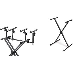 On-Stage KSA8500 Deluxe Keyboard Tier (for Stacking Keyboards, Electric Pianos, Synths, and Organs on X-Style Stands, 66 lb Capacity, Adjustable Length, Arm Depth, Height, and Tilt, Metal, Black)