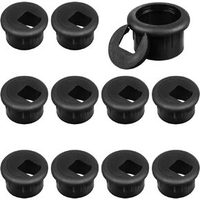 10 Packs Black Desk Grommet, 1 Inch Plastic Desk Cable Wire Grommet Hole Cover Desk Cord Hole Cover for Office PC Desk Cable Cord Organizer (25mm)