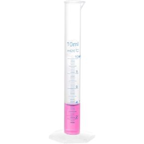 uxcell Plastic Graduated Cylinder, 10ml Measuring Cylinder, Science Test Tube Beakers, 2-Sided Metric Marking, Clear Hex Base for Lab Home