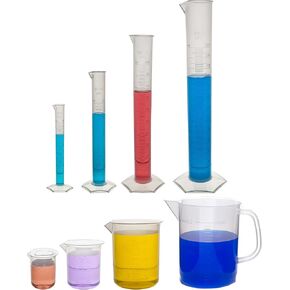 مجموعة قياس حجم بلاستيك البولي بروبيلين الصناعي من EISCO - 3 أكواب، 4 أسطوانات متدرجة، 1 إبريق - بلاستيك من مصدر أمريكي in Kuwait