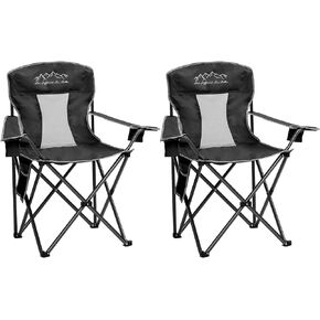 كراسي خارجية محمولة كبيرة الحجم، سعة الوزن 325 رطلاً مع حامل أكواب، جيب تخزين، حقيبة حمل باللون الأسود in Kuwait