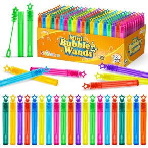 Shemira 200 Pieces Mini Bubble Wands in 10 Colors, Bulk Party Favor Assortment Toys for Kids, Carnival Prizes, Wedding, Themed Birthday, Outdoor Gifts for Girls & Boys,Ideal Goodies Bags Stuffers