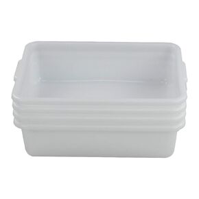 Wash Basin Tub, Plastic Dish Pan 8 Liter, White Bus Tubs, Set of 4