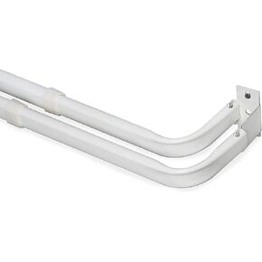Yafa Home Fashion Durable Double Standard White Adjustable Curtain Rod Hardware Included (White, 66"-120")