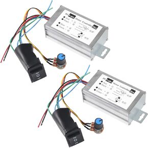 2pcs DC Motor Speed Controller, Brush Motor Driver Controls Module DC 9V-60V 12V 24V 36V 48V 60V Motor Pulse Width Modulator Regulator 20A 1200W PWM Monitor Dimmer Governor with Switch & Knob
