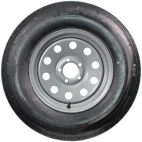 eCustomRim Radial Trailer Tire On Silver Rim ST225/75R15 LRD 5 Lug On 4.5 Modular Wheel - 6 Year Warranty w/Free Roadside