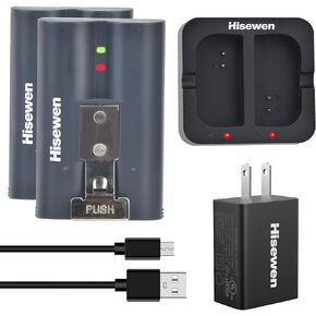 Hisewen 2 Pack 6040mAh Replacement Battery with Charger Station for Ring-Doorbell Camera 2/3/3plus/4, Stick Up Cam Battery and Spotlight Camera (UL Certificated AC Adapter Included)