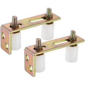 Skelang Slide Gate Guide Roller with L Post Bracket, Adjustable Dual Nylon Rollers Gate Assembly Support for Sliding Rolling Gates 2-5/16" Max Capacity, Pack of 2