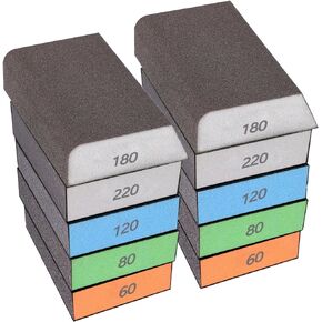10 Sanding Blocks Washable and Reusable Sanding Sponge for Wood Drywall Metal Glass Coarse/Medium/Fine 60/80/100/120/180/220 Grit Sandpaper Block