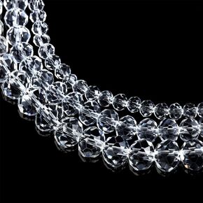 1900 Pieces Glass Crystal Beads 4 mm 6 mm 8 mm Clear Rondelle Glass Beads Crystal AB Spacer Beads for Jewelry Making DIY Craft Project Supplies, 15 Strands