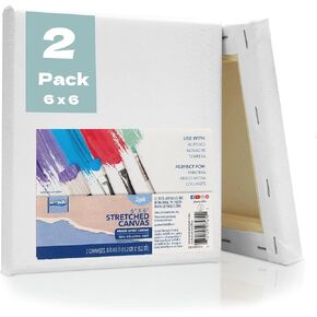 ArtSkills Stretched Canvases for Painting, 6x6 Canvas Painting Supplies for Artists, Blank Canvas Pack, 2-Pack