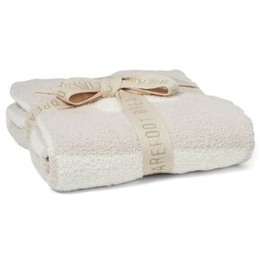 Barefoot Dreams CozyChic Cuddle Receiving Blanket, Cream-Stone, 30"x30"