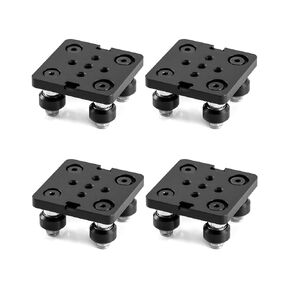 QWORK Small V-Wheel Plate, 2 Pack V-Slot Gantry Rod Plate with Wheel, 65mm X 65mm for 2020V Aluminum Profile Plate, CNC and 3D Printer Parts
