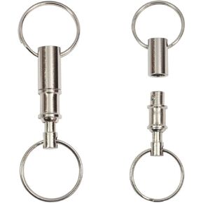 2 Pack Quick Release Detachable Pull Apart Key Rings Keychains,Double Spring Split Snap Seperate Chain Lock holder Convenient Accessory Gift
