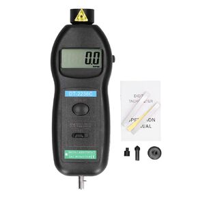 Walfront DT2236C Digital Photo Tachometer Pocket Rotation Gauge Digital Speed Tach Tester for Automobile Maintenance, Contact 0.5-19999rpm, Non Contact 2.5~99999rpm