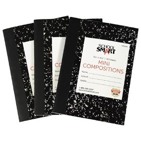 School Smart Mini Composition Book, 3-1/4 x 4-1/2 Inches, 50 Sheets, Assorted Size, Assorted Color, Pack of 3