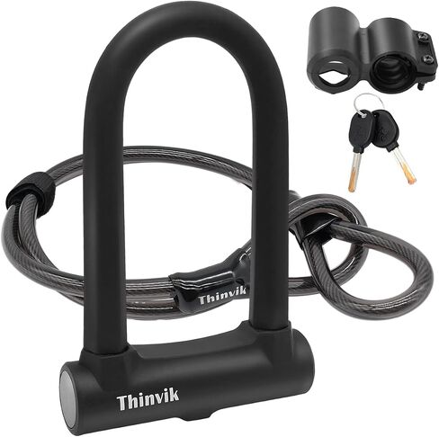 Thinvik Bike U-Locks Heavy Duty Anti Theft 12mm x1.2m (48in) Steel Cable 18mm Shackle.Bicycle U-Lock with Anti Theft Tool Mounting Bracket for Road&Mountain Electric and Folding Bike-18mm Shackle in Saudi Arabia
