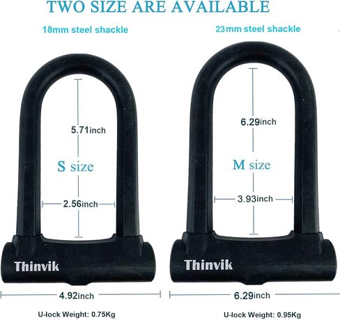 Thinvik Bike U-Locks شديدة التحمل مضادة للسرقة 12 مم × 1.2 م (48 بوصة) كابل فولاذي 18 مم تكبل. دراجة على شكل حرف U مع دعامة تثبيت أداة مضادة للسرقة للطرق والجبال الكهربائية والدراجة القابلة للطي - تكبل 18 مم in Kuwait