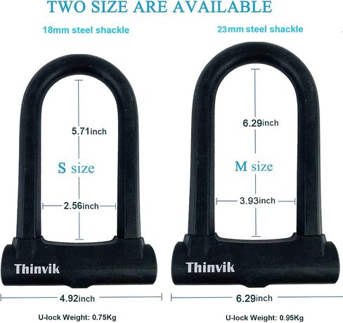Thinvik Bike U-Locks Heavy Duty Anti Theft 12mm x1.2m (48in) Steel Cable 18mm Shackle.Bicycle U-Lock with Anti Theft Tool Mounting Bracket for Road&Mountain Electric and Folding Bike-18mm Shackle in Saudi Arabia