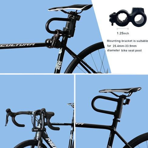 Thinvik Bike U-Locks شديدة التحمل مضادة للسرقة 12 مم × 1.2 م (48 بوصة) كابل فولاذي 18 مم تكبل. دراجة على شكل حرف U مع دعامة تثبيت أداة مضادة للسرقة للطرق والجبال الكهربائية والدراجة القابلة للطي - تكبل 18 مم in Kuwait