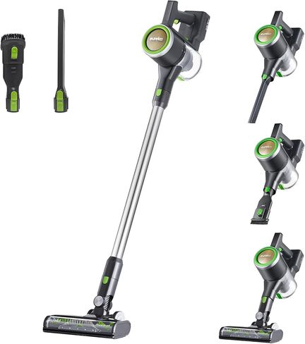 Bundle of Eureka Cordless Vacuum Cleaner for Home, Stick Vacuum Rechargeable Detachable Battery, Rapid Clean Ultra LED Display, 40min Runtime, NEC370GR, Green + Filter Accessory Kit,White in Saudi Arabia