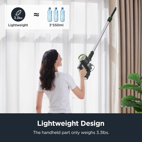 Bundle of Eureka Cordless Vacuum Cleaner for Home, Stick Vacuum Rechargeable Detachable Battery, Rapid Clean Ultra LED Display, 40min Runtime, NEC370GR, Green + Filter Accessory Kit,White in Saudi Arabia