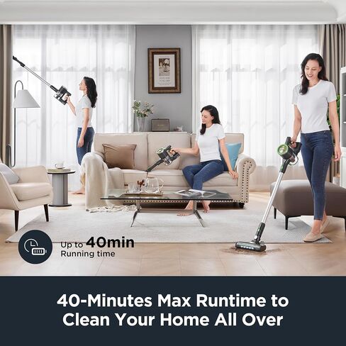 Bundle of Eureka Cordless Vacuum Cleaner for Home, Stick Vacuum Rechargeable Detachable Battery, Rapid Clean Ultra LED Display, 40min Runtime, NEC370GR, Green + Filter Accessory Kit,White in Saudi Arabia