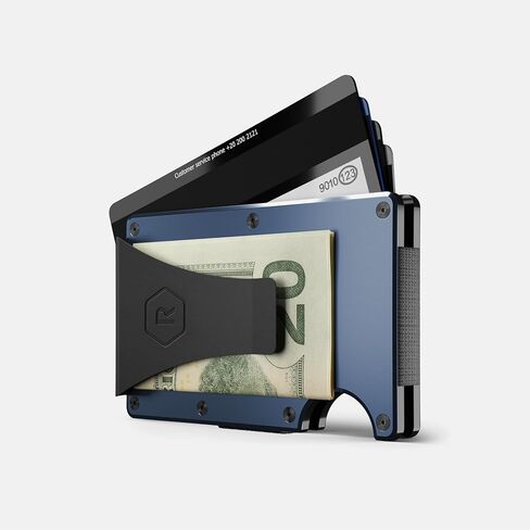 محفظة Ridge EDC Bundle Navy Clip Wallet للرجال + مجموعة حافظة Airtag - محفظة آمنة ومحمية بتقنية RFID مع حامل بطاقة هوائية ومشبك نقود. in Saudi Arabia