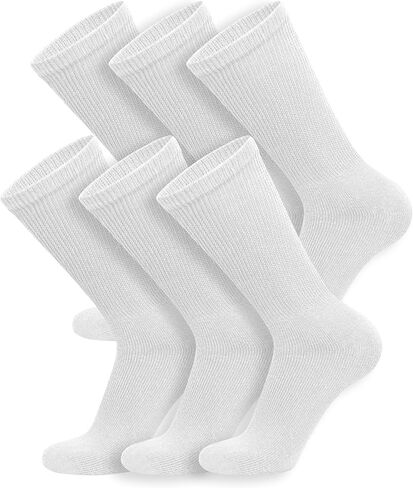 6 Pairs of Cotton Diabetic Non-Binding Neuropathy Crew Socks (Black, Fits Mens Shoe Size 8-10/Womens shoe size 9-11) in Saudi Arabia
