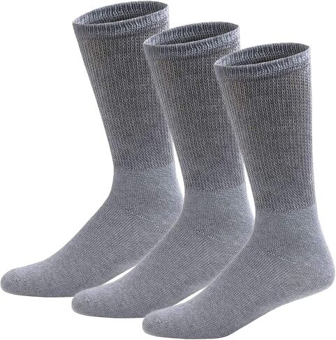 6 Pairs of Cotton Diabetic Non-Binding Neuropathy Crew Socks (Black, Fits Mens Shoe Size 8-10/Womens shoe size 9-11) in Saudi Arabia