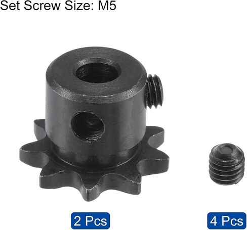 uxcell #25 Chain Roller Sprocket, 6mm Bore 1/4" Pitch 9 Tooth Single Strand Chain Sprocket, C45 Carbon Steel 25 Roller Chain Sprocket with Set Screws for ISO 04C Chain, 2Pcs in Saudi Arabia