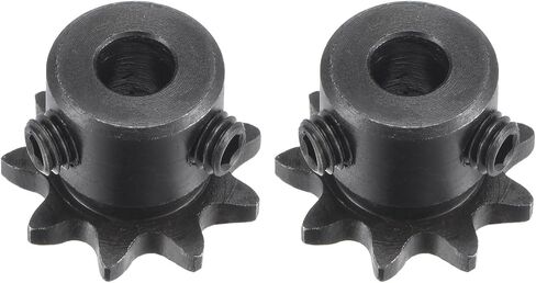 uxcell #25 Chain Roller Sprocket, 6mm Bore 1/4" Pitch 9 Tooth Single Strand Chain Sprocket, C45 Carbon Steel 25 Roller Chain Sprocket with Set Screws for ISO 04C Chain, 2Pcs in Saudi Arabia