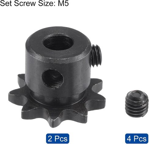 uxcell #25 Chain Roller Sprocket, 6mm Bore 1/4" Pitch 9 Tooth Single Strand Chain Sprocket, C45 Carbon Steel 25 Roller Chain Sprocket with Set Screws for ISO 04C Chain, 2Pcs in Saudi Arabia