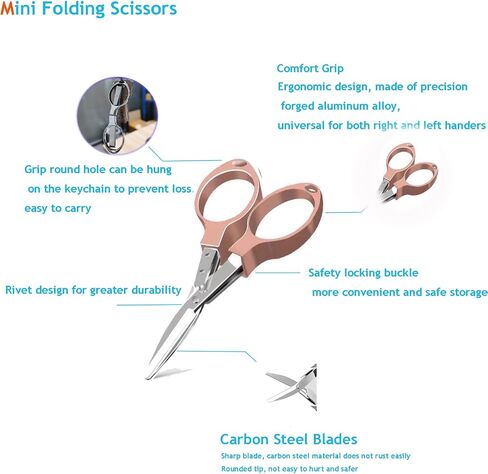 Folding Scissors, Safe Portable Travel Mini Scissors, Stainless Steel Retractable Small Scissors for Home Office, Safe Portable Travel Scissors, 2 Piece Set in Saudi Arabia