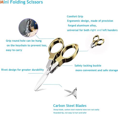 Folding Scissors, Safe Portable Travel Mini Scissors, Stainless Steel Retractable Small Scissors for Home Office, Safe Portable Travel Scissors, 2 Piece Set in Saudi Arabia