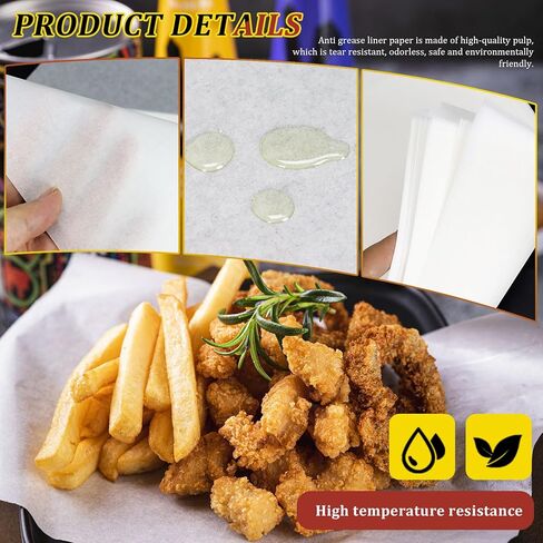 200 Sheets Deli Paper Pre Cut Wax Paper Sheets 12 x 12 Inch Disposable Food Basket Liners Grease Proof Sandwich Wrapping Paper Grease Resistant Food Trays Paper Liner in Kuwait