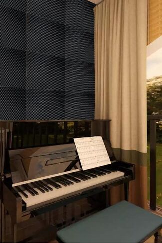 4 عبوات من ألواح الرغوة الصوتية، لوحة صوتية لغرفة الآلات الموسيقية KTV، لوحة إسفنجية سوداء على شكل بيضة كبيرة الحجم ممتصة للصوت، 48 بوصة × 24 بوصة × 2 بوصة in Kuwait