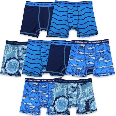 Skechers Boys' Amazon Exclusive 8pk Athletic Boxer Briefs with Unique Prints in Sizes 2/3t, 4, 6, 8 and 10 in Saudi Arabia