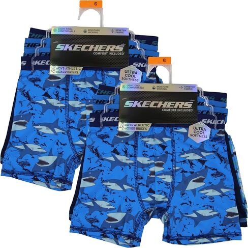 Skechers Boys' Amazon Exclusive 8pk Athletic Boxer Briefs with Unique Prints in Sizes 2/3t, 4, 6, 8 and 10 in Saudi Arabia