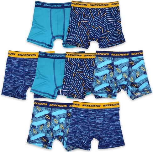 Skechers Boys' Amazon Exclusive 8pk Athletic Boxer Briefs with Unique Prints in Sizes 2/3t, 4, 6, 8 and 10 in Saudi Arabia
