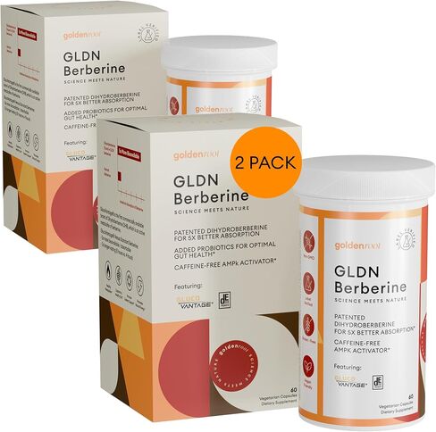 GLDN Berberine Advanced Absorption Formula - 200mg Dihydroberberine 5X Improved Absorption - DIM - Chromium Picolinate and DE111 Probiotics for Digestive Support - Vegan Friendly - 2 Pack in Saudi Arabia