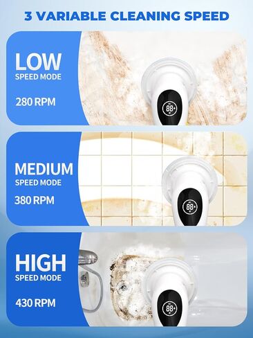 Electric Spin Scrubber Shower Scrubber with Long Handle for Cleaning Bathroom 9 Replaceable Cleaning Brush Heads Power Scrubber 3 Speed Modes Retractable Shower Brush for Bathtub Tile Floor in Kuwait