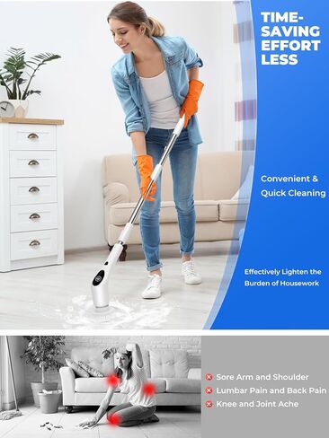 Electric Spin Scrubber Shower Scrubber with Long Handle for Cleaning Bathroom 9 Replaceable Cleaning Brush Heads Power Scrubber 3 Speed Modes Retractable Shower Brush for Bathtub Tile Floor in Kuwait