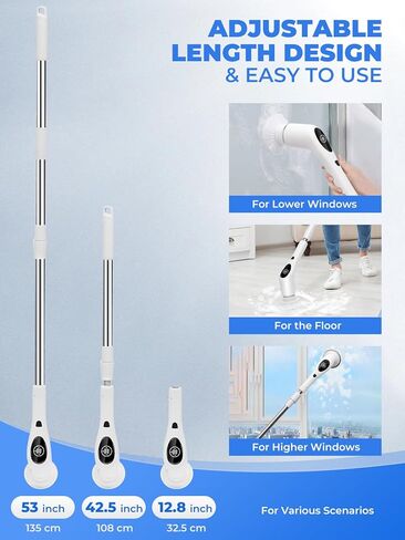 Electric Spin Scrubber Shower Scrubber with Long Handle for Cleaning Bathroom 9 Replaceable Cleaning Brush Heads Power Scrubber 3 Speed Modes Retractable Shower Brush for Bathtub Tile Floor in Kuwait