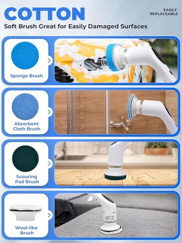 Electric Spin Scrubber Shower Scrubber with Long Handle for Cleaning Bathroom 9 Replaceable Cleaning Brush Heads Power Scrubber 3 Speed Modes Retractable Shower Brush for Bathtub Tile Floor in Kuwait