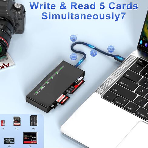 قارئ بطاقة SD USB C، نوع C 5 جيجابت في الثانية عالي السرعة إلى SD/TF/CF/XD/MS قارئ بطاقة الذاكرة، يدعم بطاقة SDXC SDHC TF Micro SD CF MS MMC، محور محول 7 في 1 لهاتف iPhone 15 وiPad وMacBook Pro ، ويندوز، أندرويد in Kuwait
