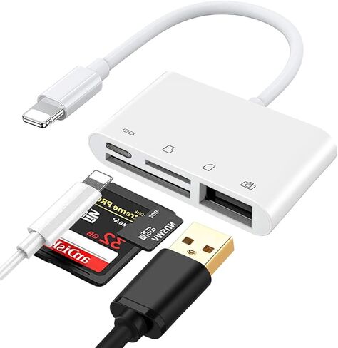قارئ بطاقة SD، محول بطاقة SD/TF 4 في 1 USB 3.0 أنثى OTG متوافق مع iPhone iPad iPod، كاميرا ألعاب Trail قارئ بطاقة SD التوصيل والتشغيل in Kuwait